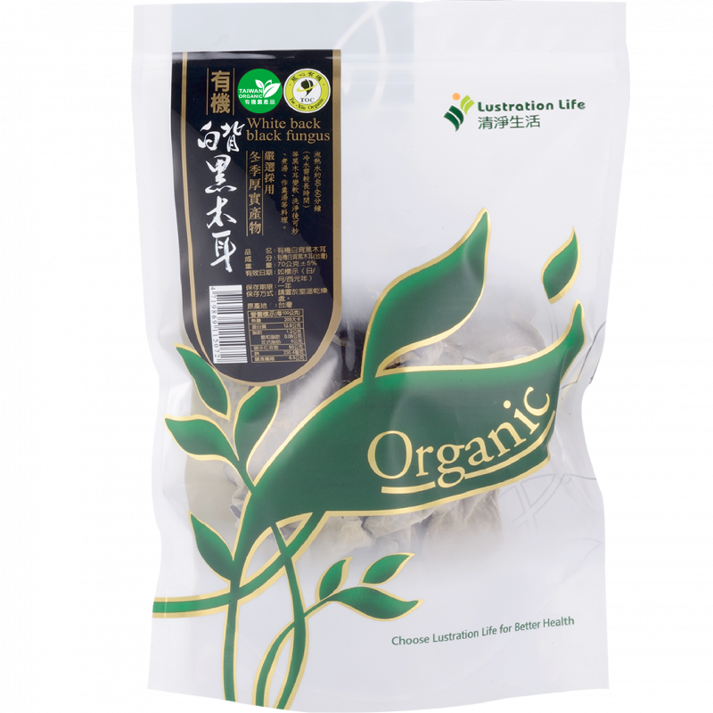 #6468 有機白背黑木耳 Organic White back black fungus (清淨生活) 70g, 20/cs