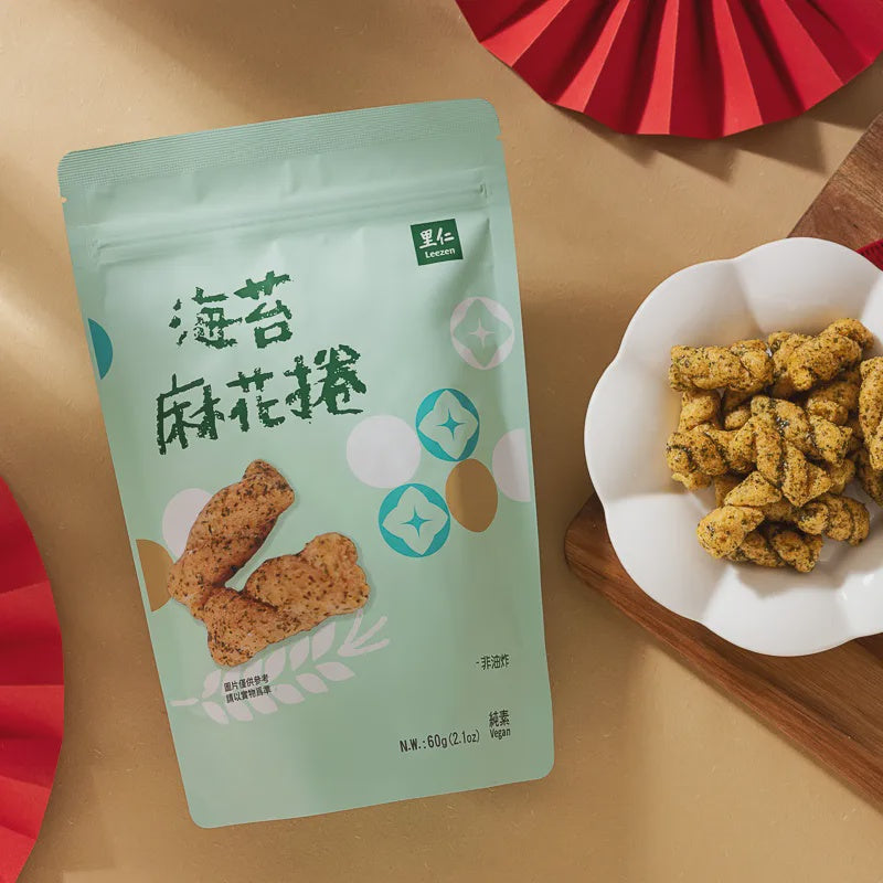 #6386 海苔鹹香麻花捲 Nori Multigrain Twists (里仁) 60g, 35/cs
