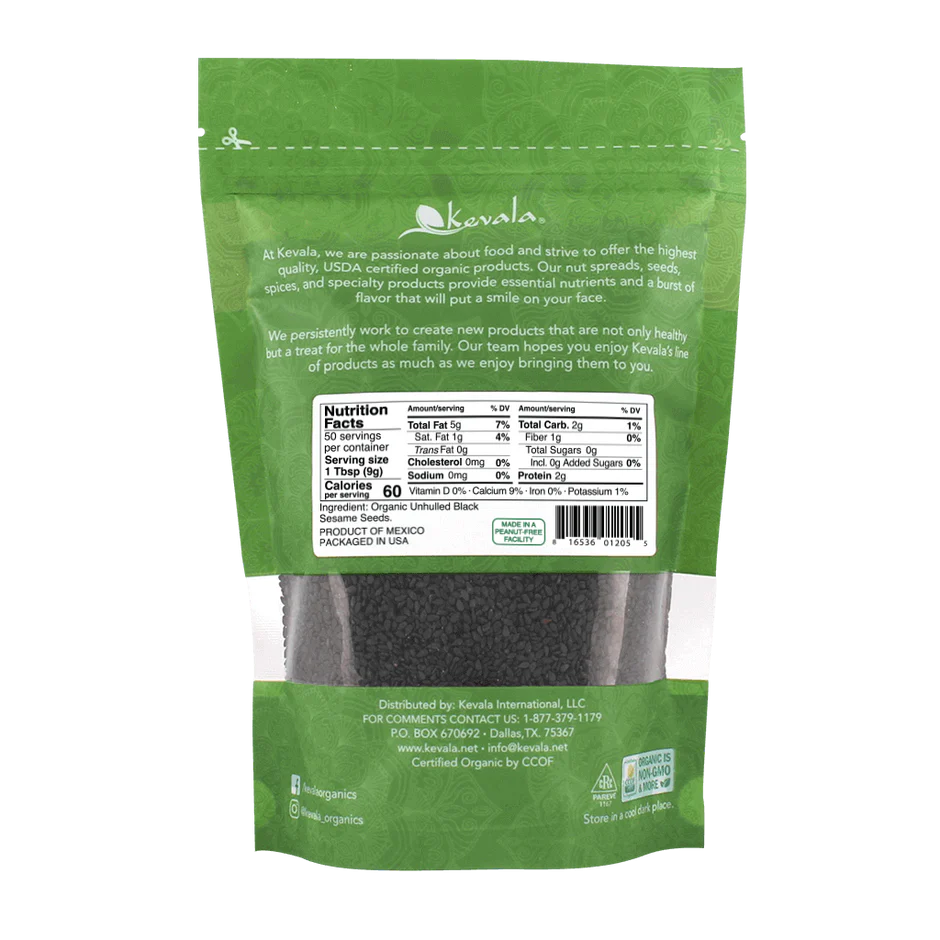 #3150 有機黑芝麻粒 Organic Black Sesame Seeds (Kevala) 16 oz