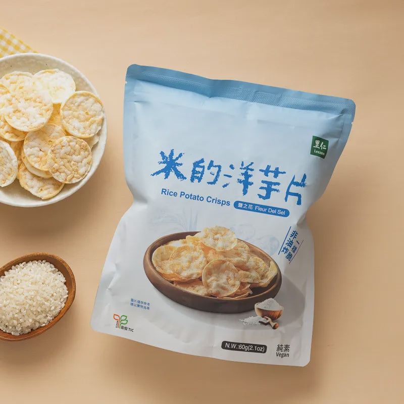 #6615 米的洋芋片-鹽之花 Rice Potato Crisps - Fleur Del Sel (里仁) 60g, 24/cs