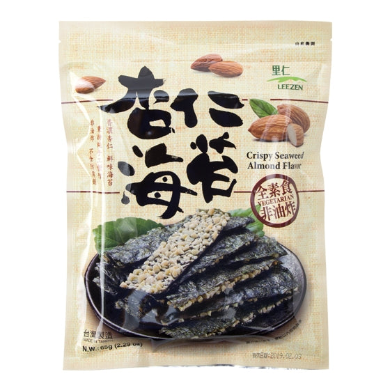 #4910 杏仁海苔脆片 Crispy Seaweed Almond Flavor(里仁) 65g, 24/cs
