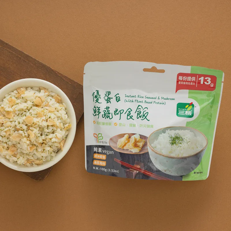#6627 優蛋白鮮蔬即食飯[粥] Instant Rice Seaweed & Mushroom -with Plant Based Protein (里仁) 100g, 20/cs