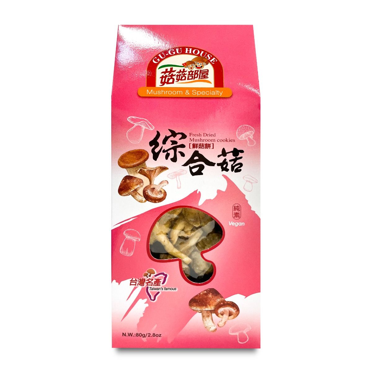 #5923 鮮菇餅-綜合菇 Fresh Dried Mushroom Cookies-Mixed flavors (里仁) 80g, 49/cs