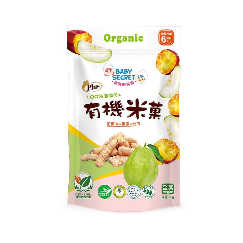 #6532 有機芭樂地瓜米菓 Organic Guava Sweet potato Rice Crackers (牧菓) 25g, 30/cs