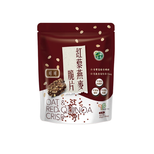 #6427 紅藜燕麥脆片-可可 Oat & Red Quinoa Crisp Cocoa (口福不淺) 85g, 48/cs