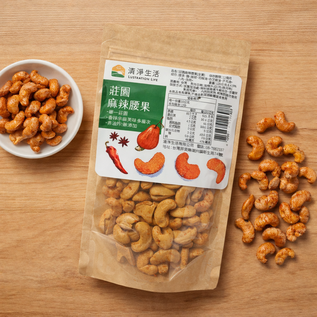 #6605	麻辣腰果 Single Origin Spicy Cashew (清淨生活) 120g, 24/cs