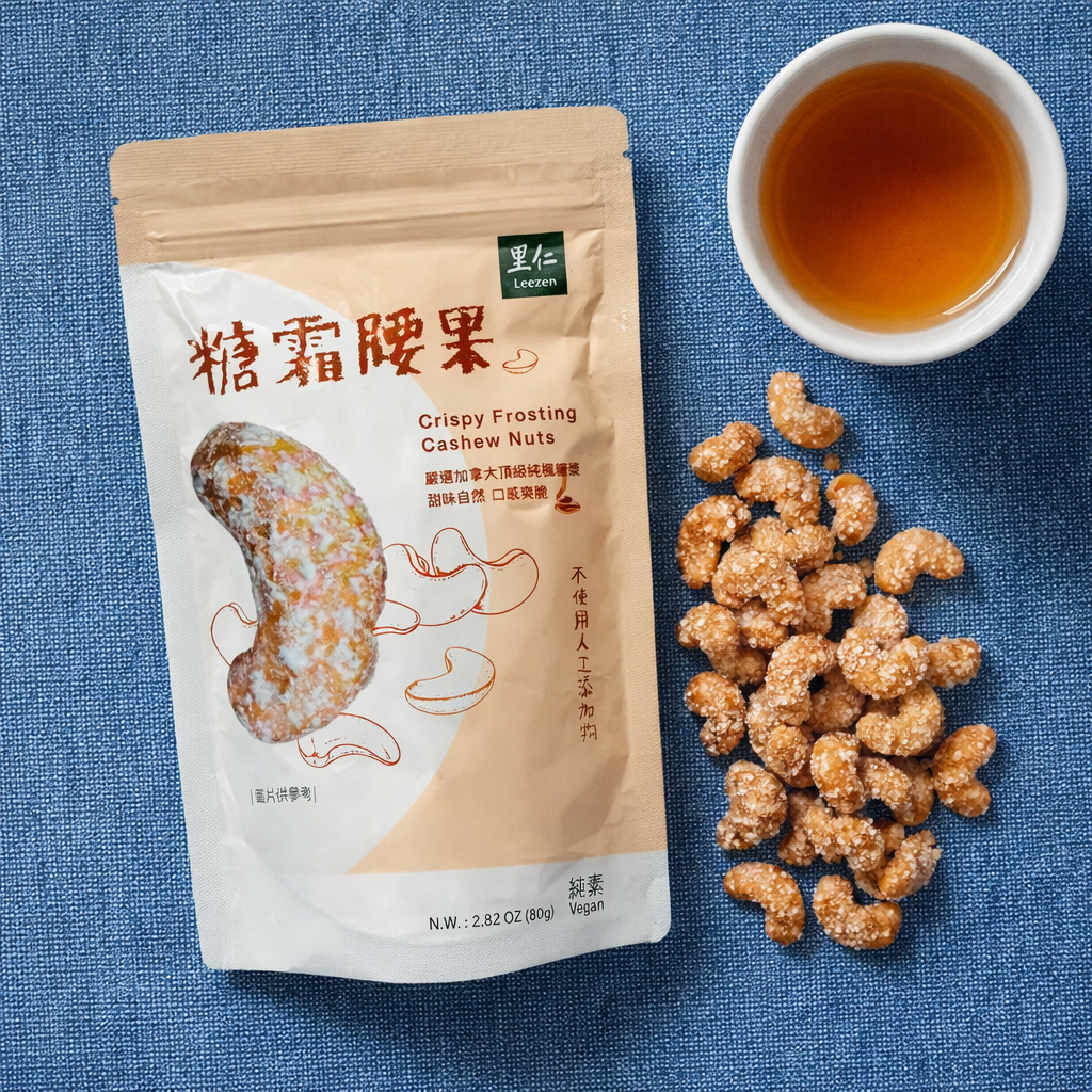 #6558	糖霜腰果 Crispy Frosting Cashew Nuts (里仁) 80g, 36/cs
