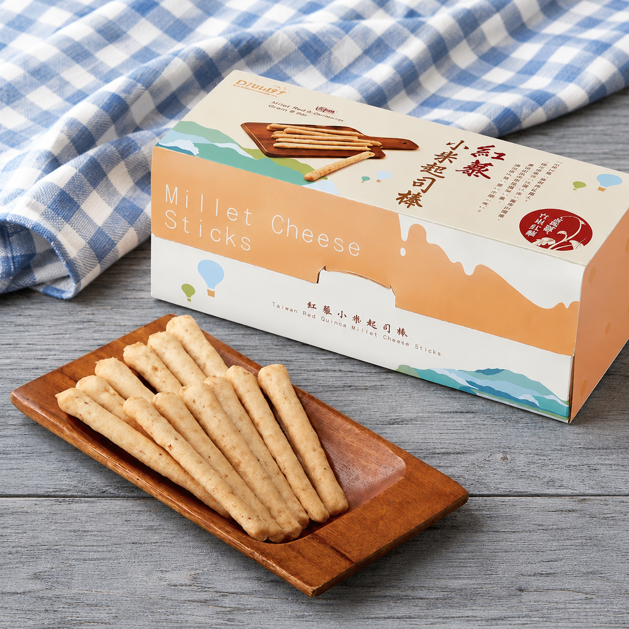 #6325 紅藜小米起司棒 Taiwan Red Quinoa Millet Cheese Sticks (朱德利斯) 63g, 20/cs