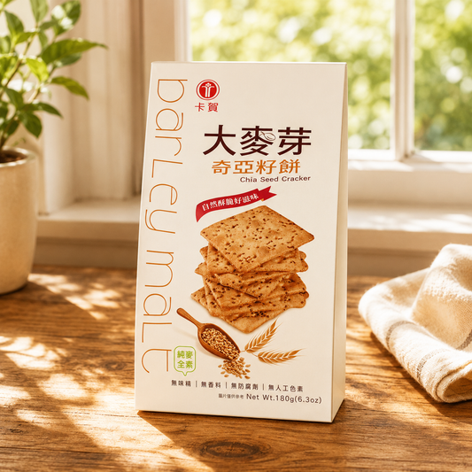 #6499 卡賀大麥芽奇亞籽餅 Kaho Barley Chia Seed Cracker (德一) 180g, 12/cs