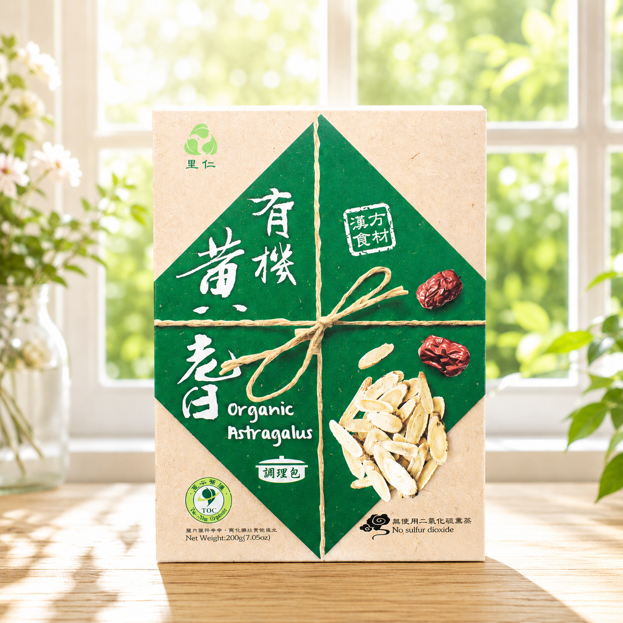#4594 有機黃耆[調理包]-盒裝 Organic Astragalus (里仁) 200 g, 24/cs