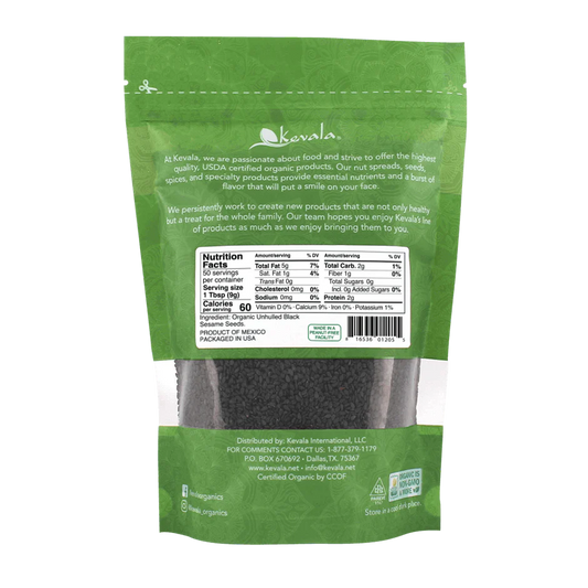 #3150 有機黑芝麻粒 Organic Black Sesame Seeds (Kevala) 16 oz, 12/cs