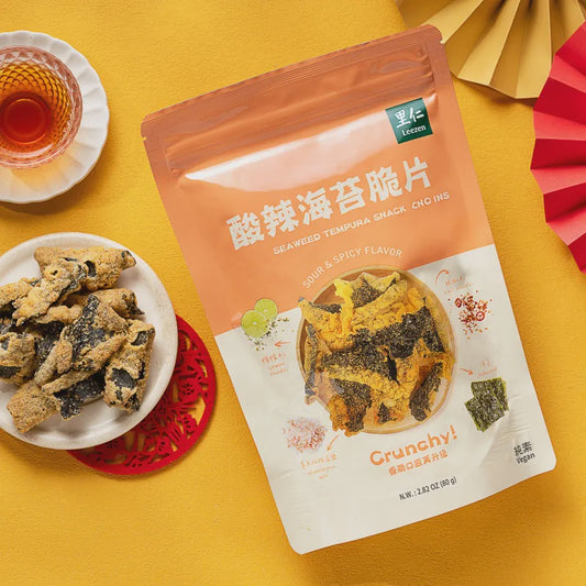 #6392 酸辣海苔脆片 Seaweed Tempura Snack -sour & spicy flavor (里仁) 80g, 24/cs