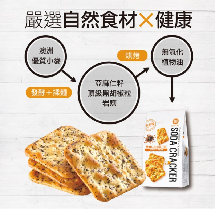 #5020 亞麻仁生機蘇打餅 Flax Seed & Black Pepper Soda Cracker (自然主意) 180 g