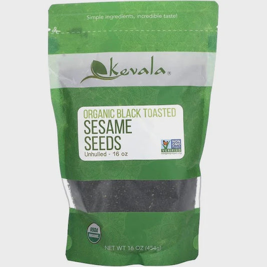 #4345 有機熟黑芝麻粒 Organic Black Toasted Sesame Seeds-Unhulled (Kevala) 16oz, 12/cs