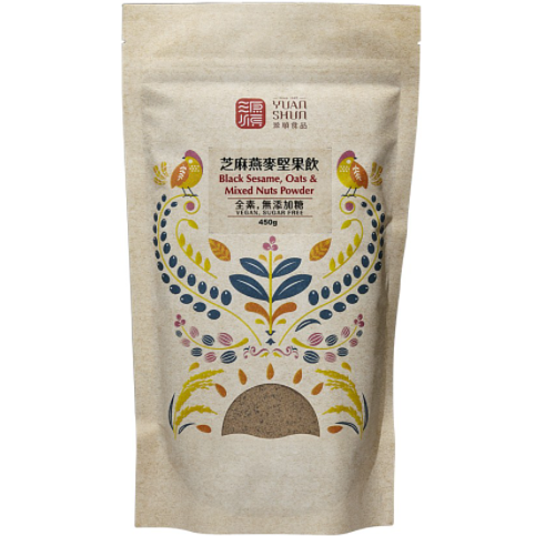 #4977 芝麻燕麥堅果飲-無添加糖 Black Sesame and Nut Powders [sugar-free] (源順) 450g, 12/cs