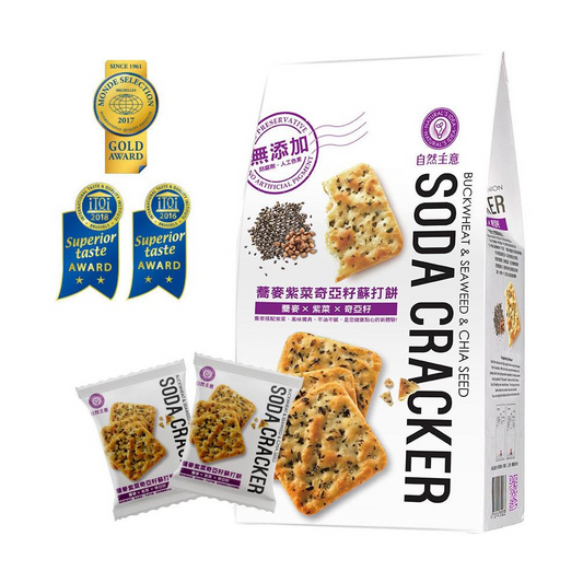 #5024 蕎麥紫菜奇亞籽蘇打餅 Buckwheat & Seaweed & Chia Seed Soda Cracker (自然主意) 180g , 20/cs